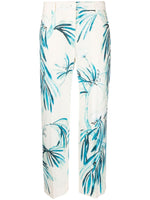 White Wide-leg Printed Trousers 1