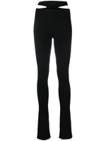 Black Ribbed Knit Cut-out Flared Trousers 1