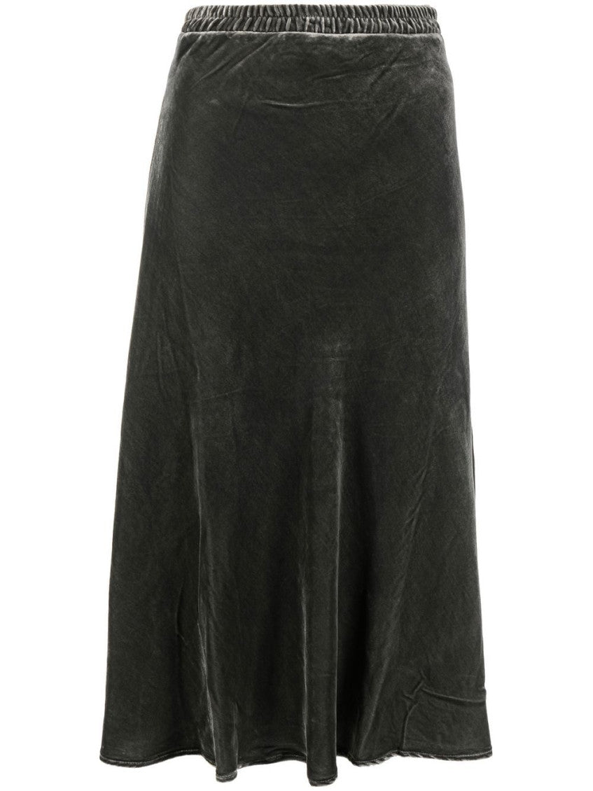 Grey Dark Grey Velvet Long Skirt 1