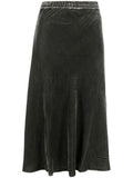 Grey Dark Grey Velvet Long Skirt 1