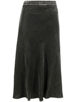 Grey Dark Grey Velvet Long Skirt 1
