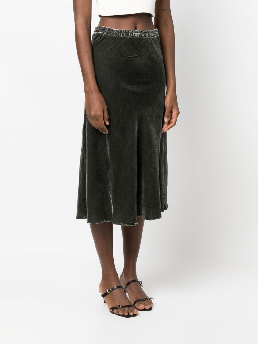 Grey Dark Grey Velvet Long Skirt 4