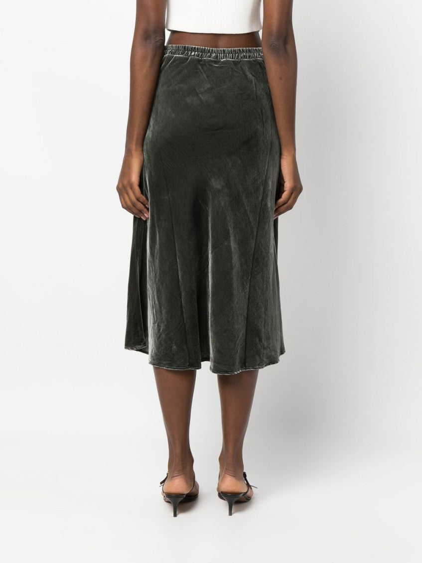 Grey Dark Grey Velvet Long Skirt 5