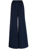 Navy Blue Satin Wide Leg Trousers 1