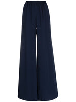 Navy Blue Satin Wide Leg Trousers 1