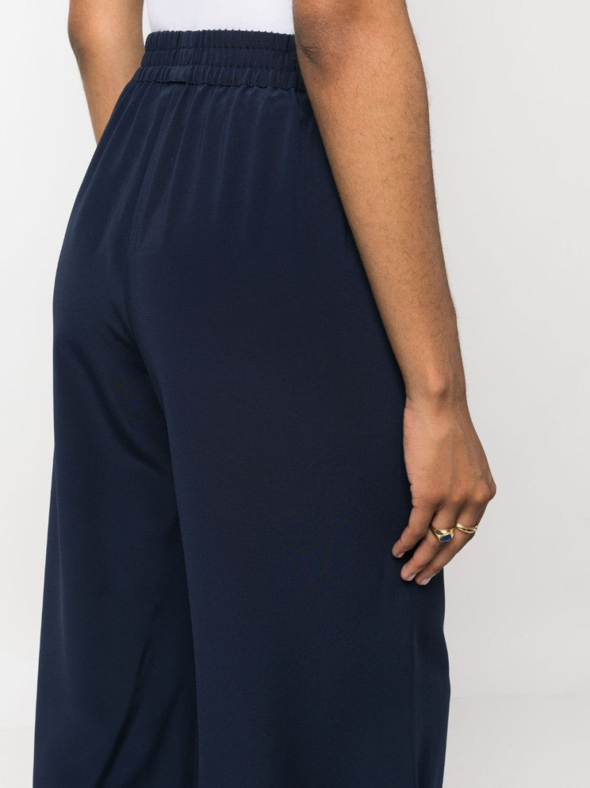 Navy Blue Satin Wide Leg Trousers 3