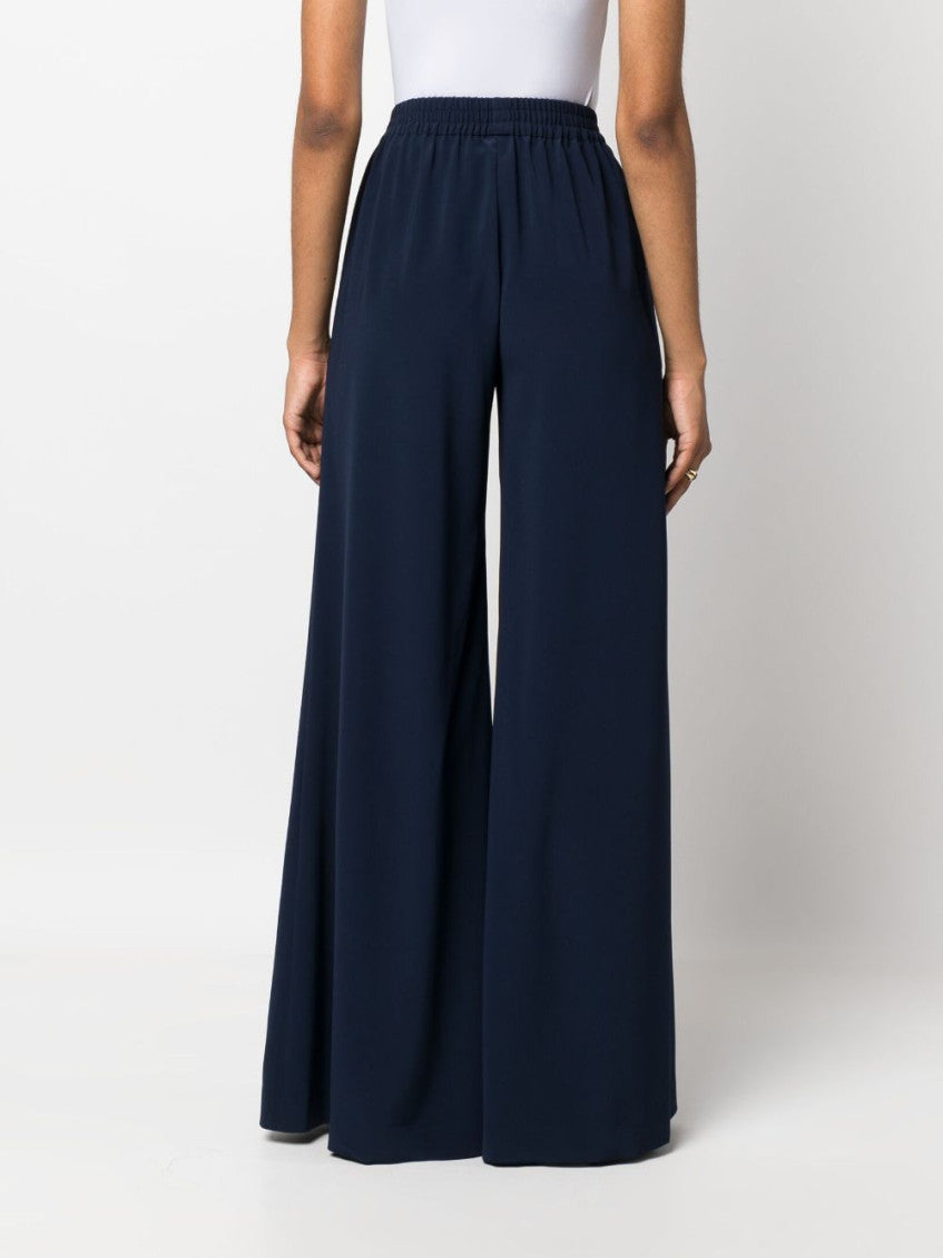 Navy Blue Satin Wide Leg Trousers 5