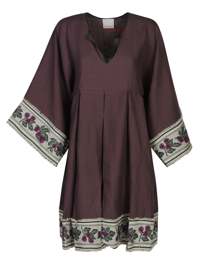Dark Purple Linen Short Dress 1