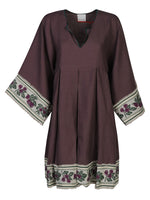 Dark Purple Linen Short Dress 1