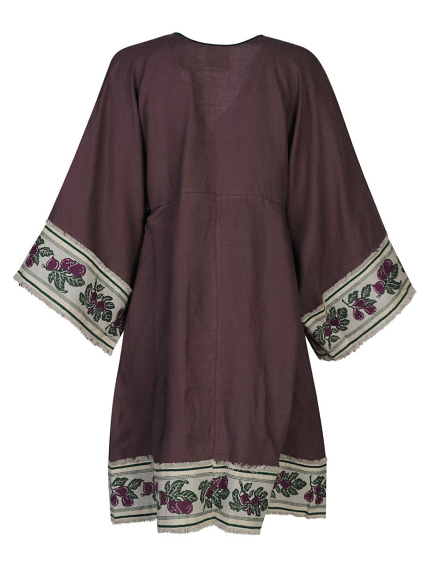 Dark Purple Linen Short Dress 2