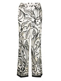 White Printed Silk Trousers 1