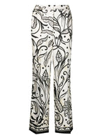 White Printed Silk Trousers 1