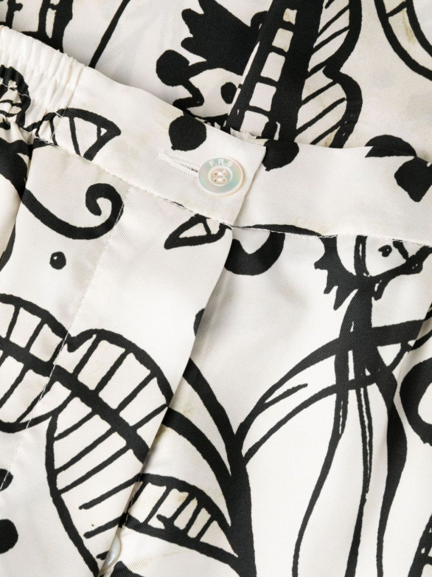 White Printed Silk Trousers 2