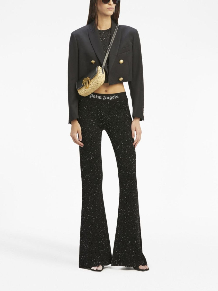 Black Black Logo Print Knitted Trousers 2