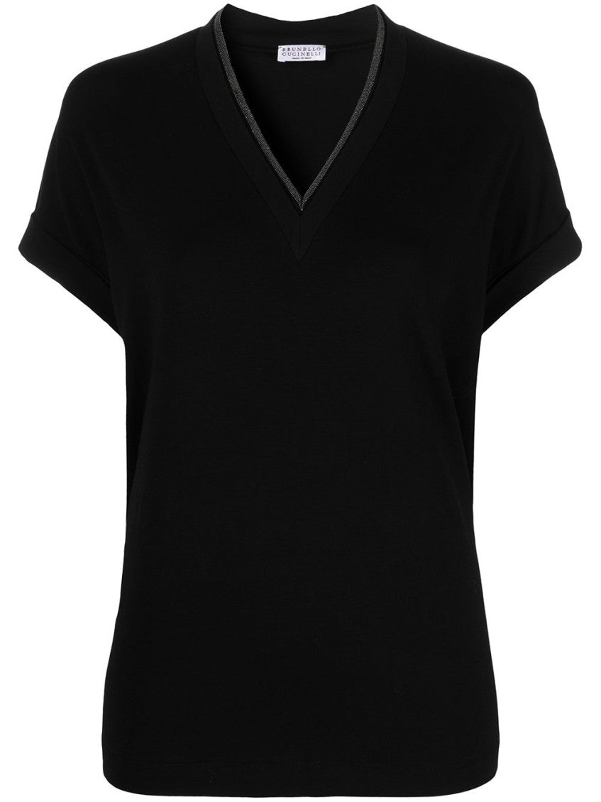Black V-neck Top 1