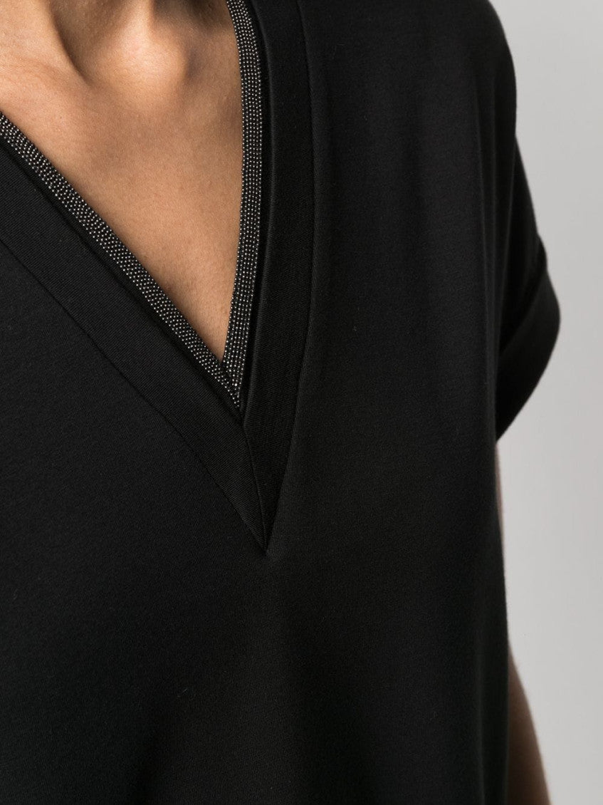 Black V-neck Top 2