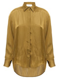 Green Asymmetric Satin Shirt 1