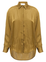Green Asymmetric Satin Shirt 1