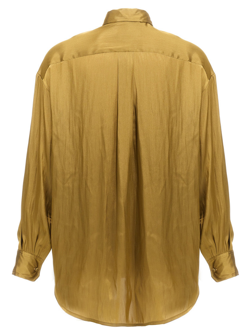 Green Asymmetric Satin Shirt 2