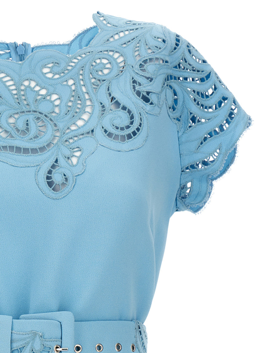 Light Blue Abito pizzo 3