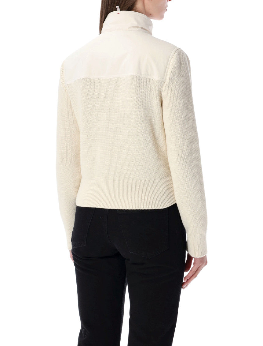 White Turtle Neck Full Sleeves Cardigan 2