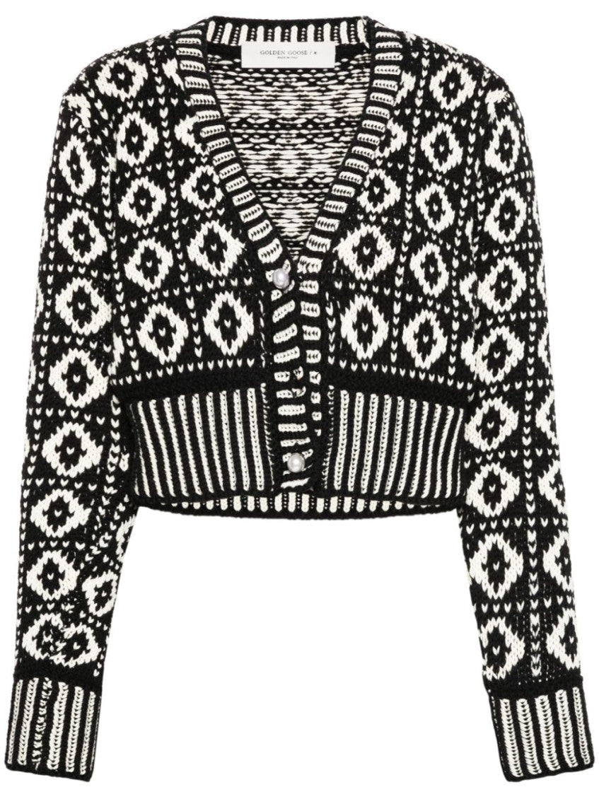 BlackWhite Wool Cardigan 1