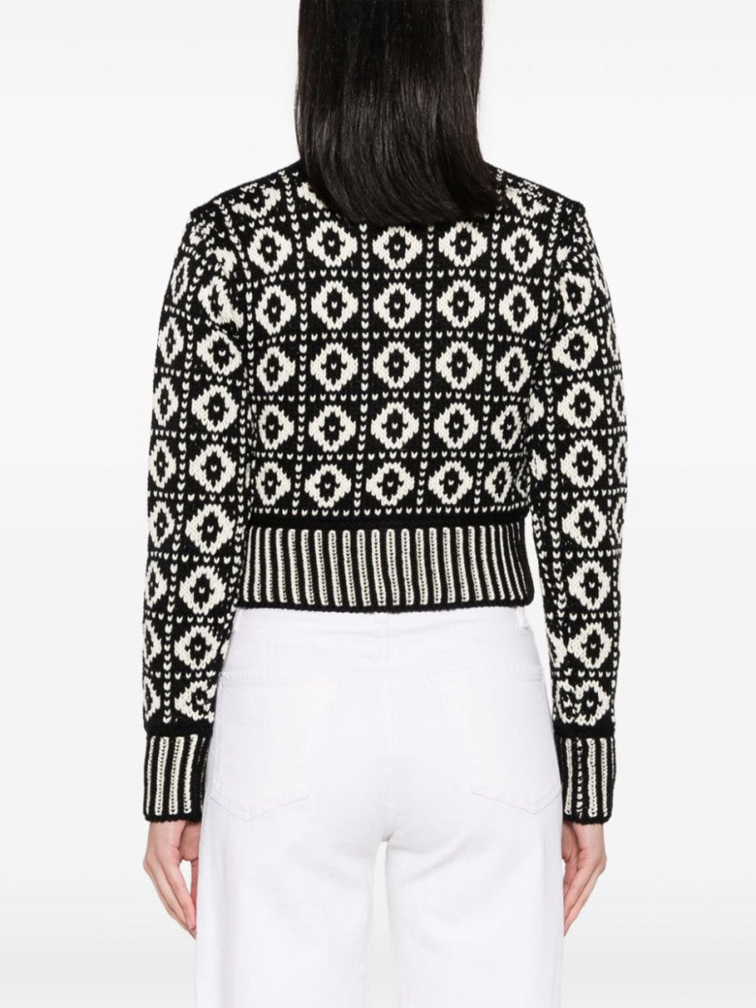 BlackWhite Wool Cardigan 4