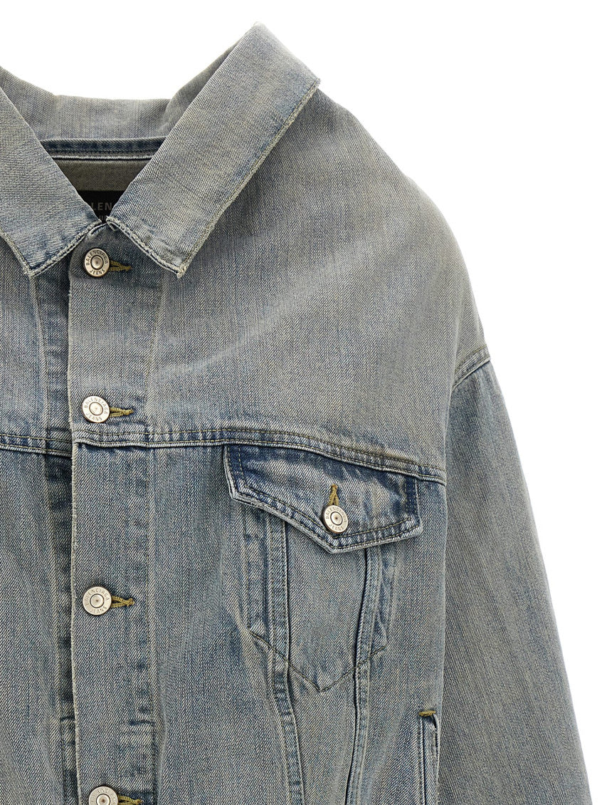 Light Blue Off-the-shoulder denim jacket 3