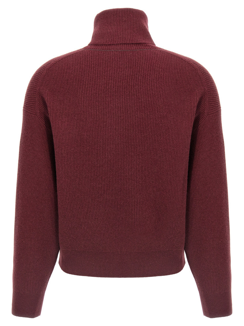 Maroon Ribbed turtleneck sweater 2