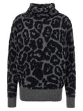 Black Leopard Jacquard Turtleneck Sweater 1