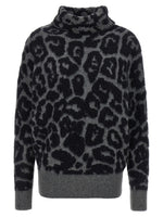 Black Leopard Jacquard Turtleneck Sweater 1