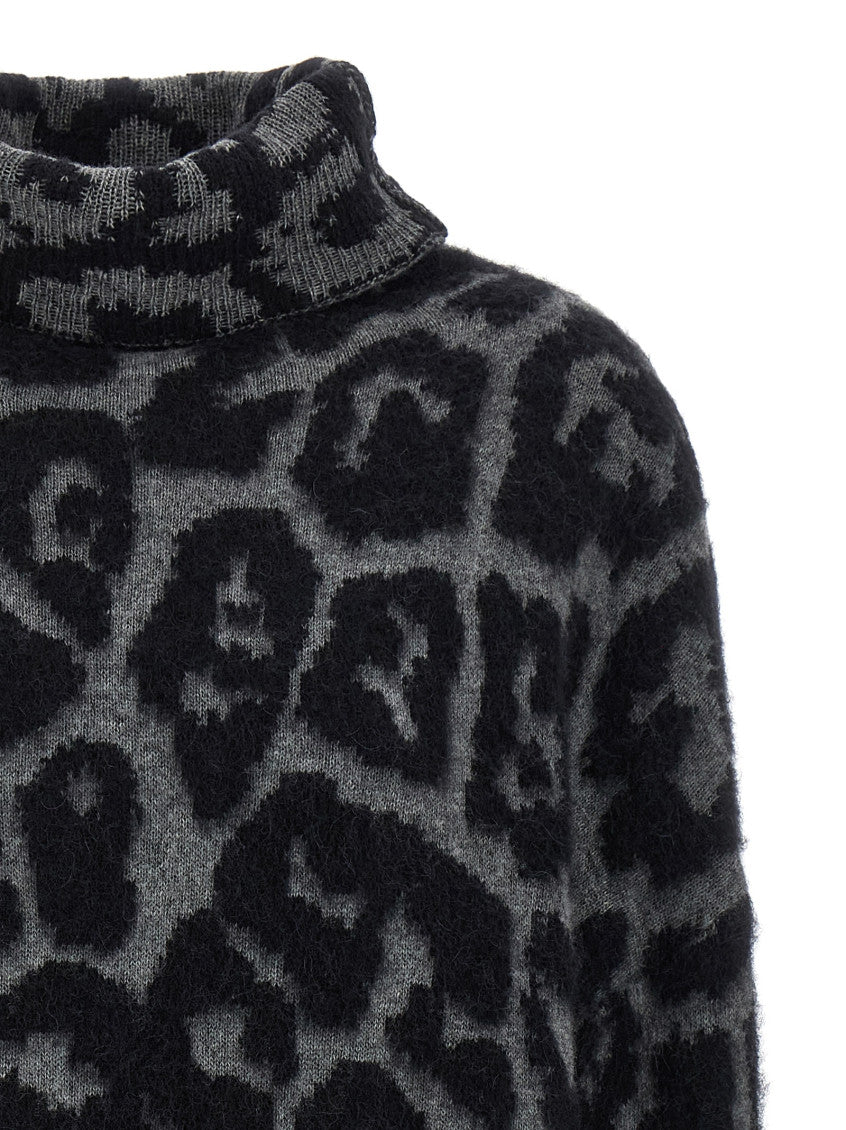 Black Leopard Jacquard Turtleneck Sweater 3