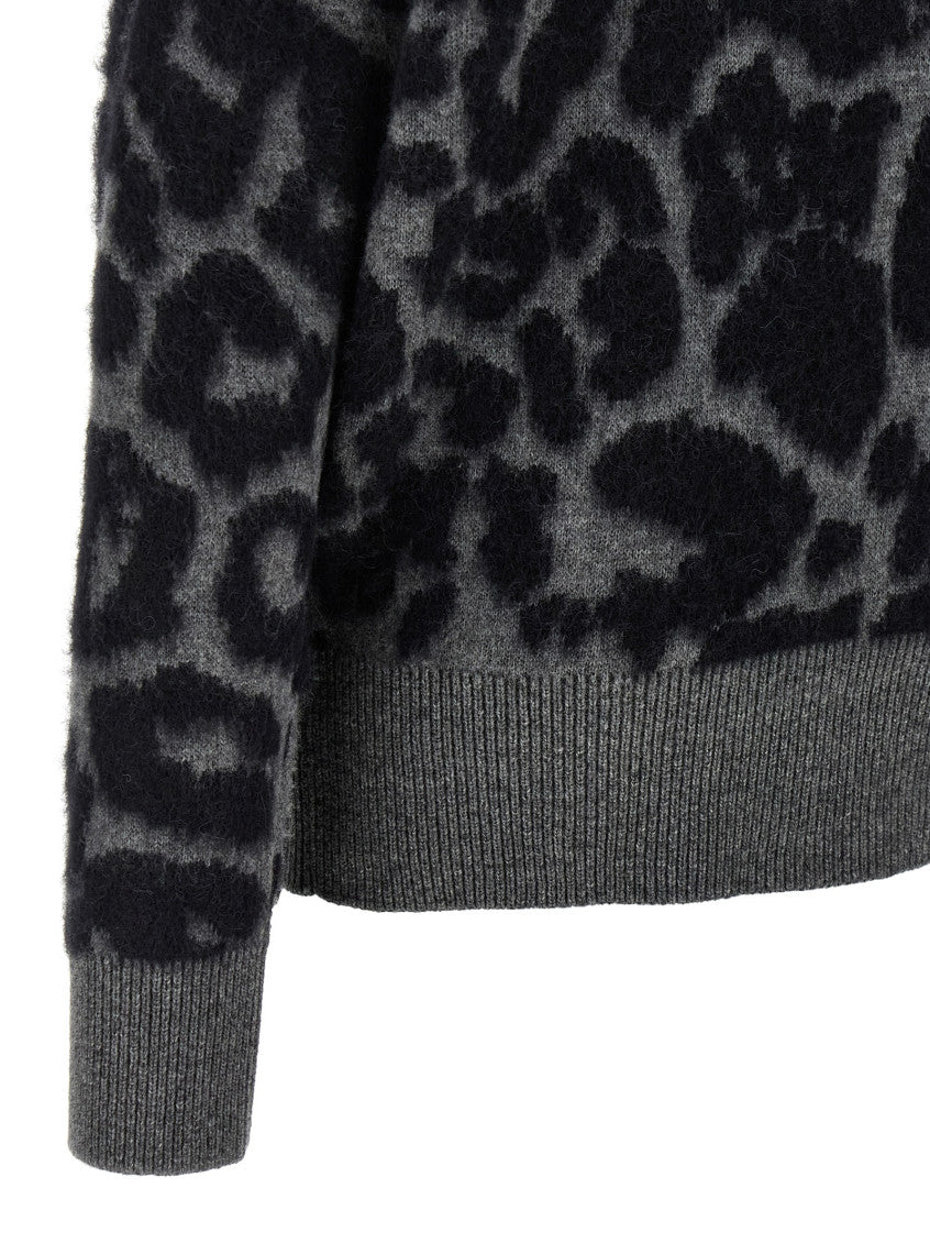 Black Leopard Jacquard Turtleneck Sweater 4