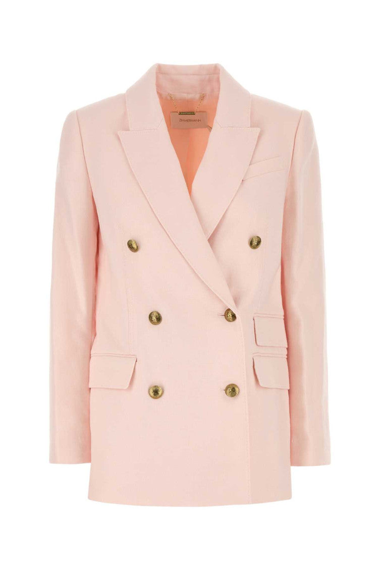 Pastel pink linen Crush blazer 1