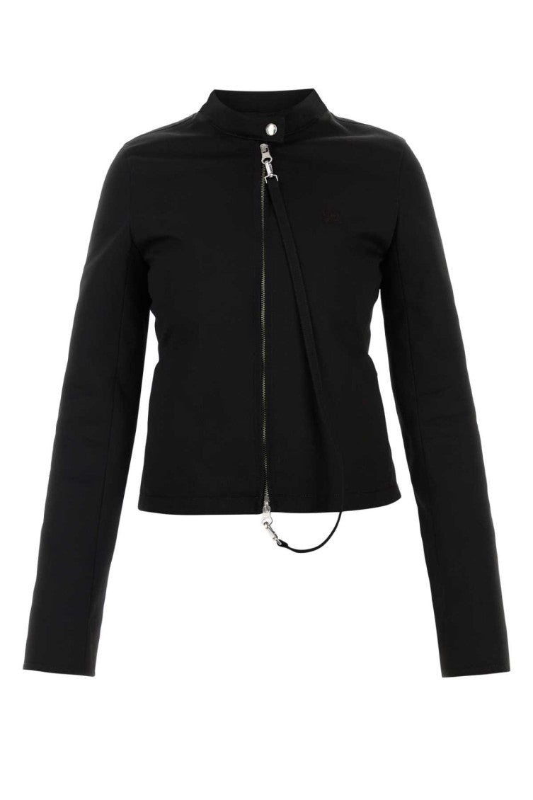 Black High Collar Zip Detail Jacket 1