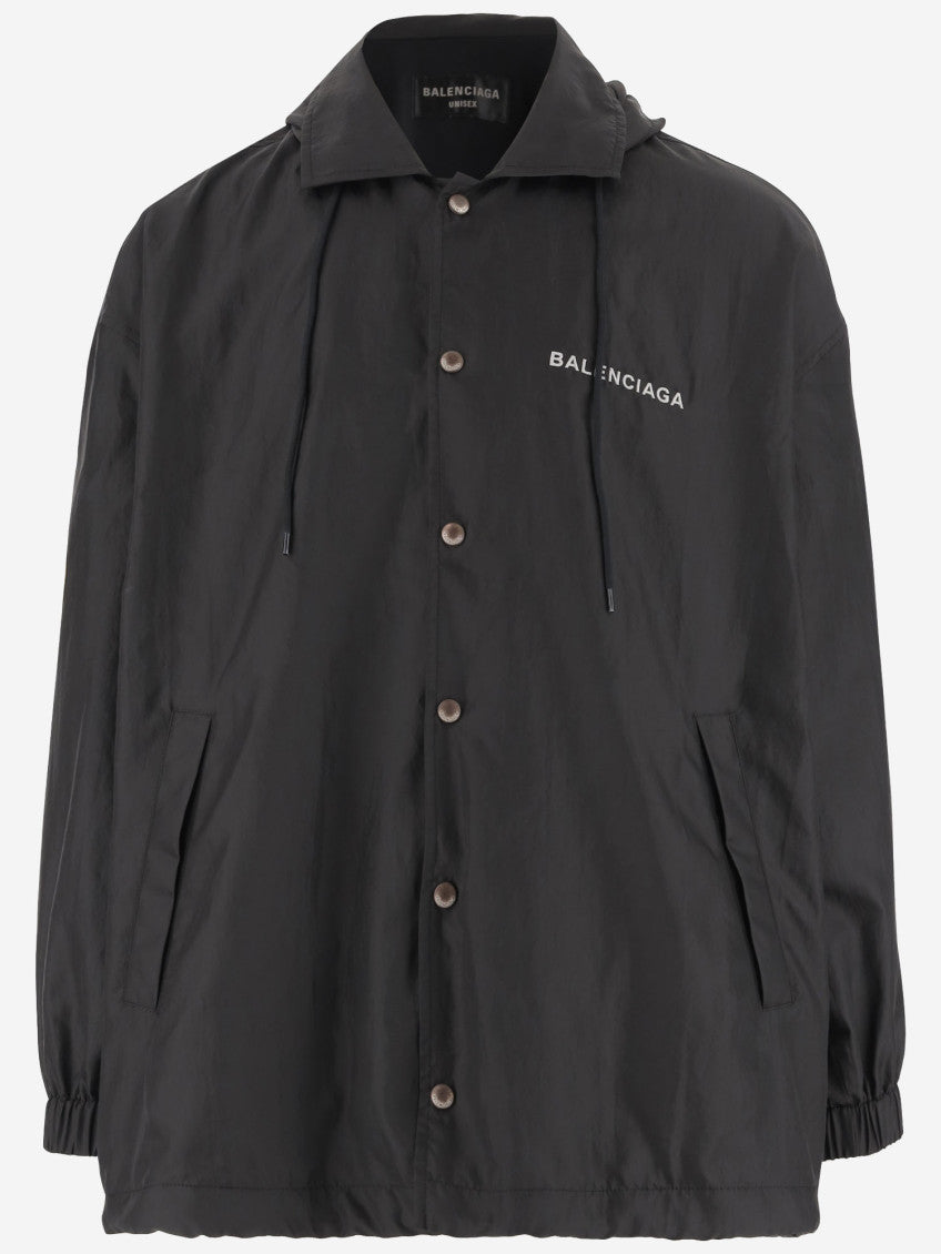 Black Nylon Jacket With Logo 1