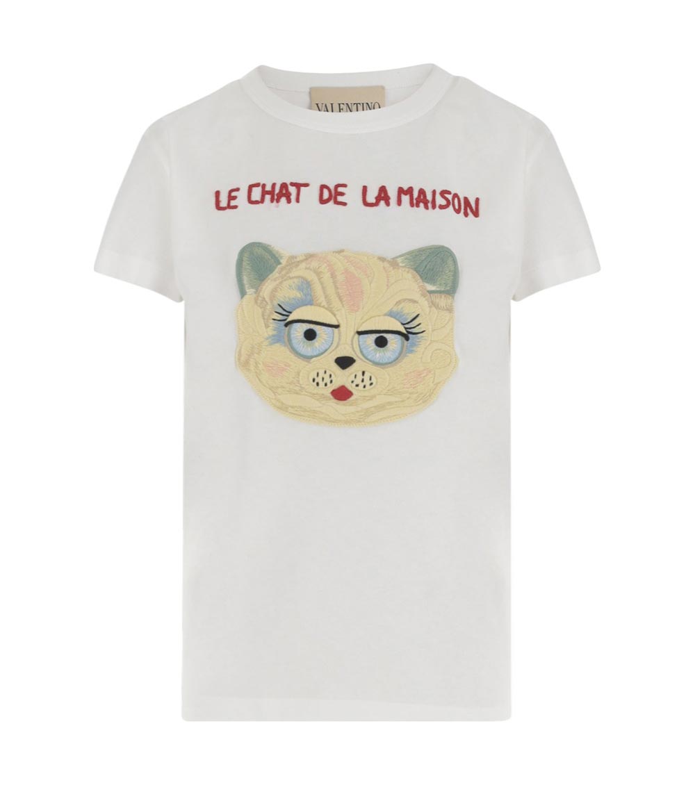 White Le Chat De La Maison Jersey T-shirt 1
