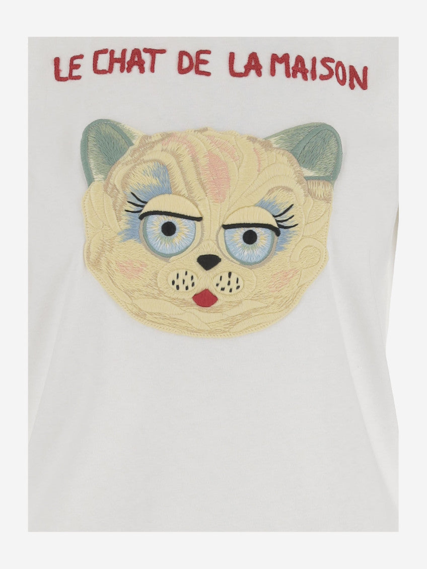 White Le Chat De La Maison Jersey T-shirt 3