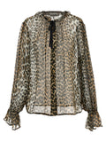 Leopard Print Chiffon Tie String Shirt 1