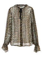 Leopard Print Chiffon Tie String Shirt 1