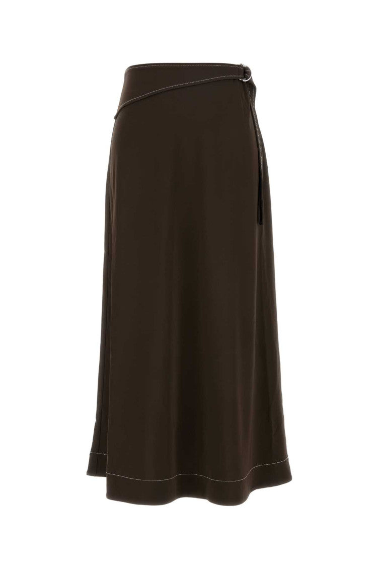 Brown Belted Jersey Skirt 1