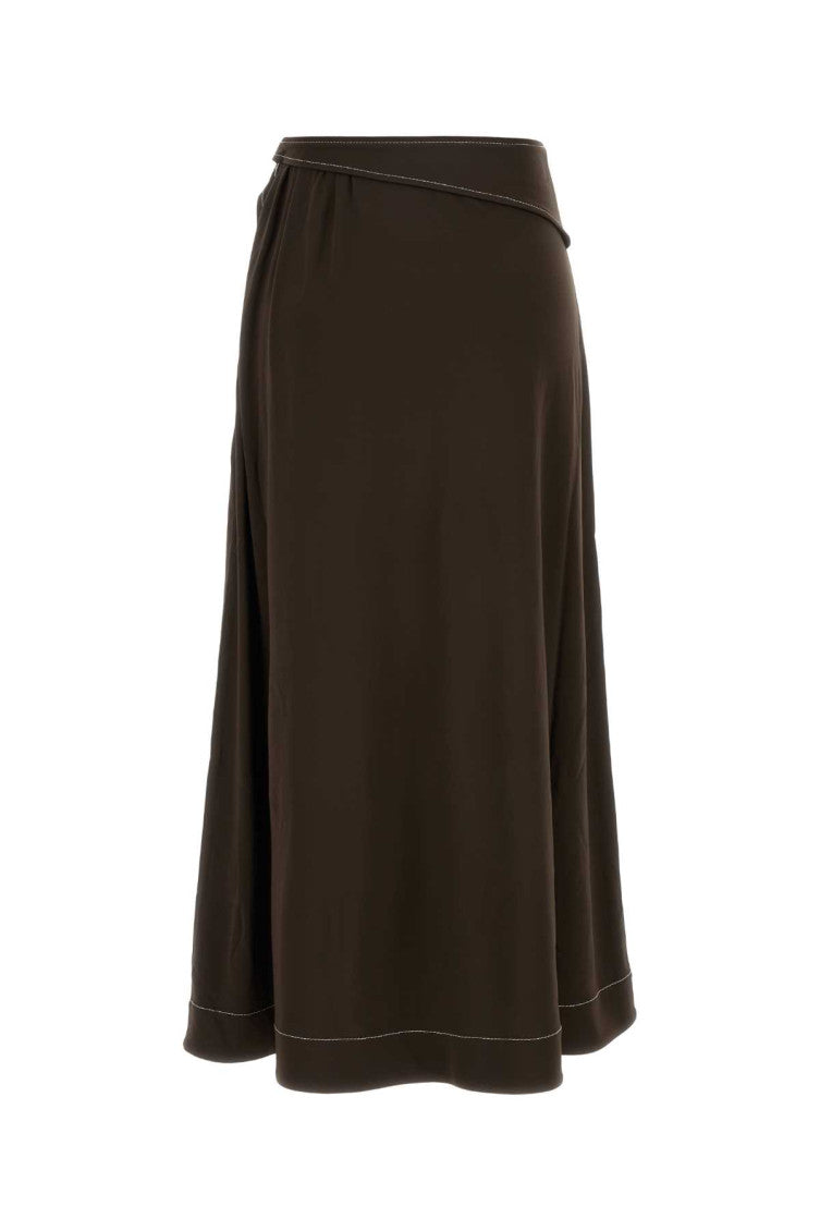 Brown Belted Jersey Skirt 2