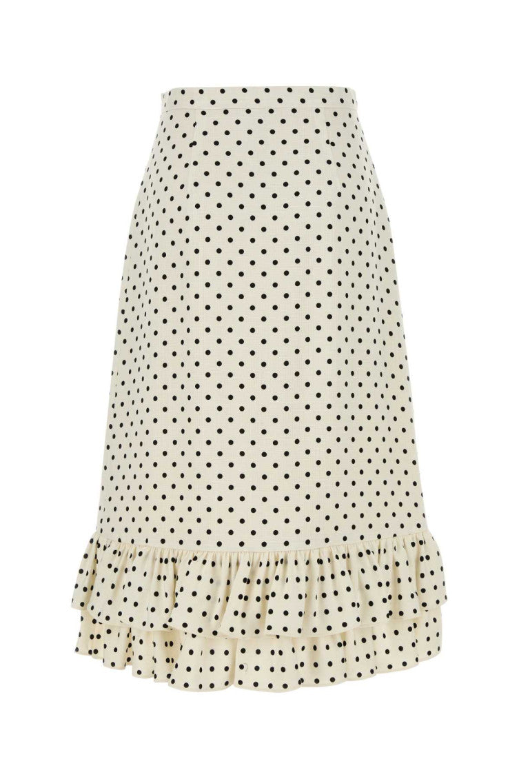 White Printed Viscose Skirt 2