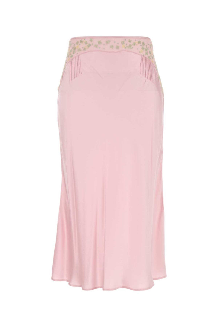 Light Pink Satin Midi Skirt 1