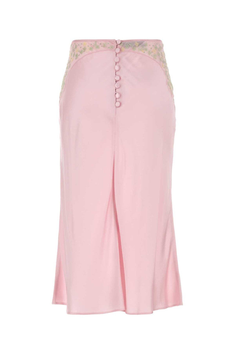 Light Pink Satin Midi Skirt 2