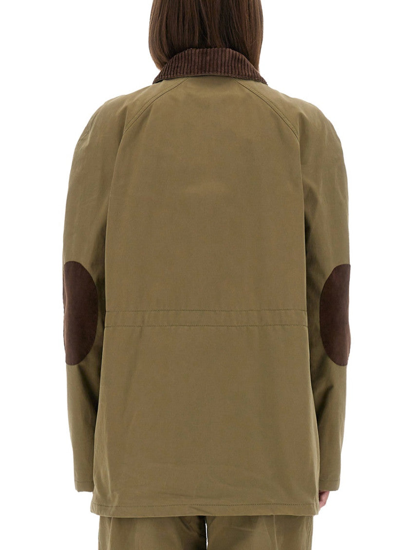 Green Solid Shirt Collar Jacket 2