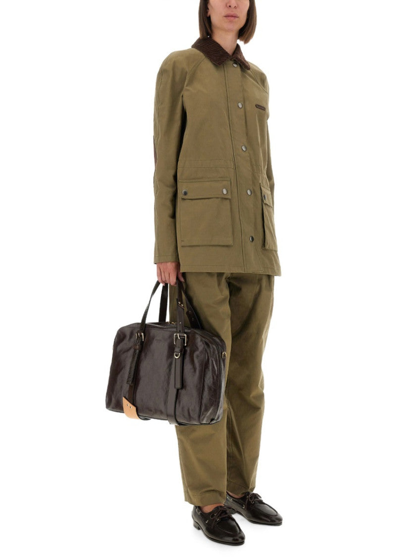 Green Solid Shirt Collar Jacket 3