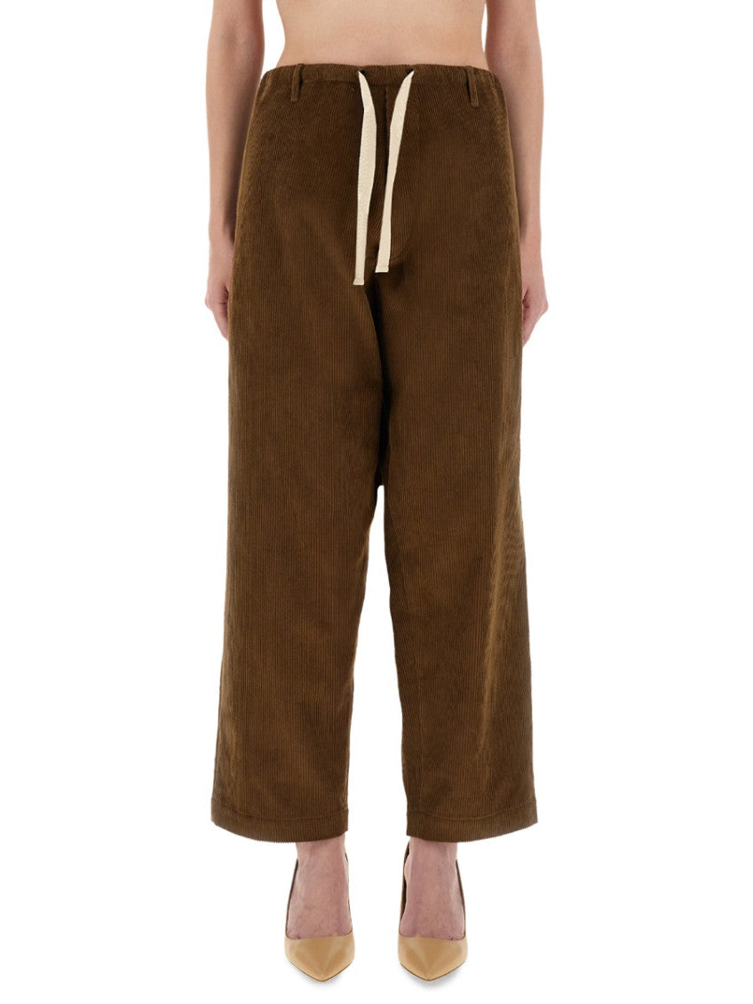 Brown Loose Drawstring Pants 1