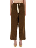Brown Loose Drawstring Pants 1