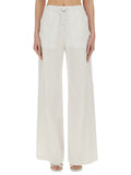 White Relaxed Flat Front Pants 1